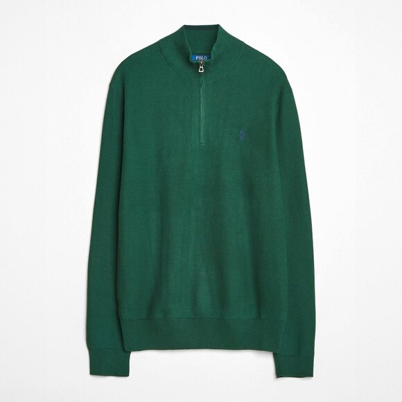 Polo Ralph Lauren Size XXL Green 100% Pima Cotton Half-Zip Sweater - Picture 3 of 10